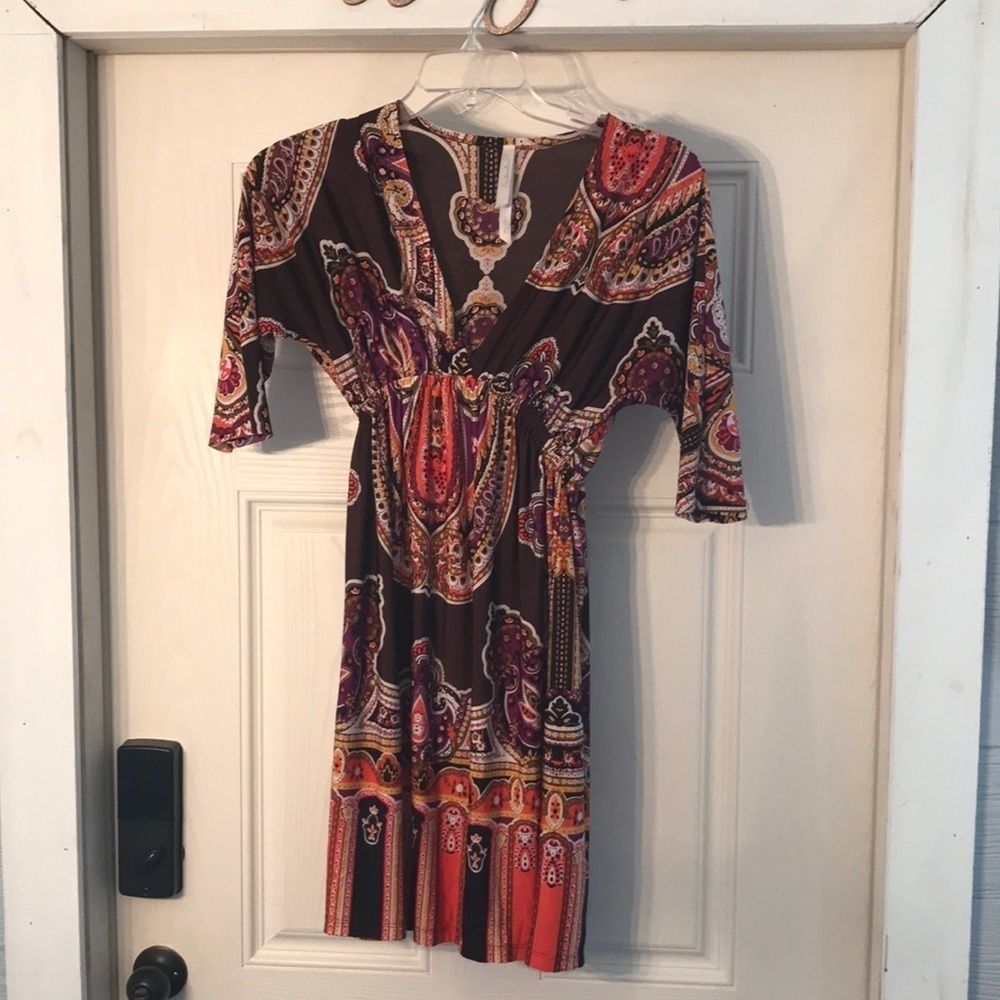V Neck Printed Dress